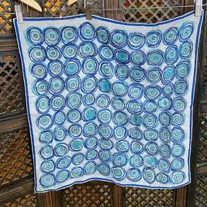 Blue and White Patterned Lightweight Silk Scarf